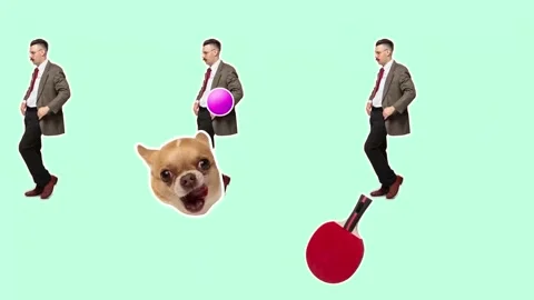4K Minimal animation motion design. Funny dancing man and dog. Stock Footage 161393188