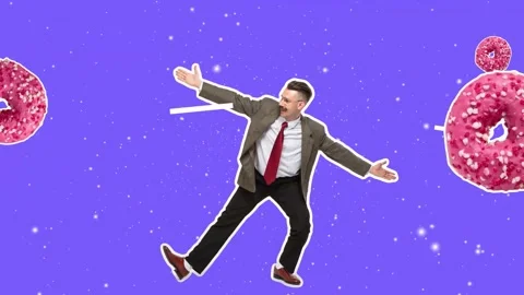 4K Minimal animation motion design. Funny dog face on dancing man. Stock Footage 161475700
