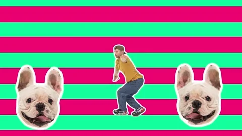 4K Minimal animation motion design. Funny dog face and dancing man. Stock Footage 162024740