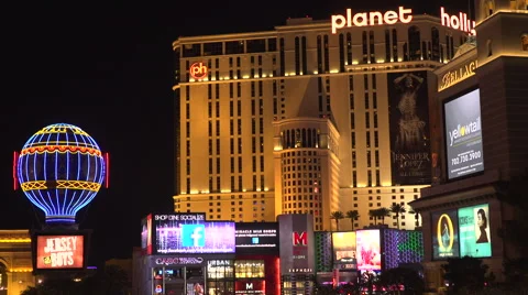 4K: Miracle Mile Shopping District on Las Vegas Strip Stock Footage 63109082