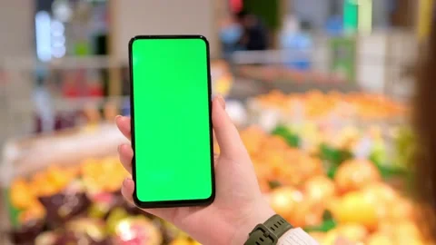 4k Mobile phone Chroma key for mobile app application. Close up of woman hand Stock Footage 236347631