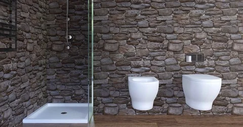 4k. modern bathroom Stock Footage 73524793