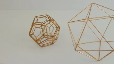 4K Modern Geometric Bronze Wireframe Art Video stock 111282511