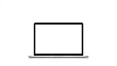 4K Modern Laptop Computer, White Screen, Business Office Technology Stock Footage 77955734