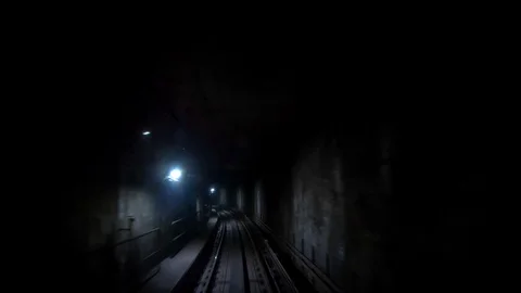 4K, Modern subway train riding fast in an underground tunnel at Kuala Lumpur-Dan Stock Footage 119847564