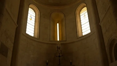 4K Monasterio Poblet saint altar statue idol windows Stock Footage 116542069