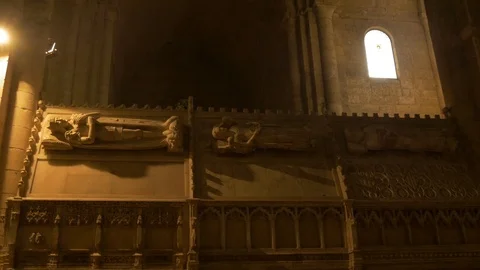 4K Monasterio Poblet tombs kings reyes interior restored Stock Footage 116542218