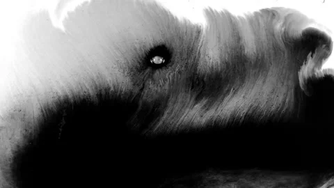 4K Monochromatic Fluid Ink Spreading in Water High Contrast Patterns Video stock 332156779