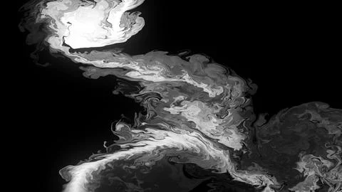 4K monochrome liquid smoke cloud with swirling ink texture, dark abstract c.. 스톡 일러스트