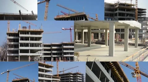 4K montage (compilation) - Building construction - sunny - blue sky 動画素材 48321931