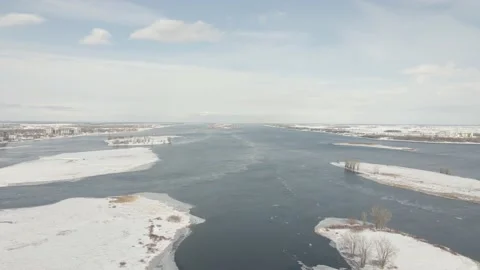 4k - Montreal - winter river - flat color Stock Footage 148957939