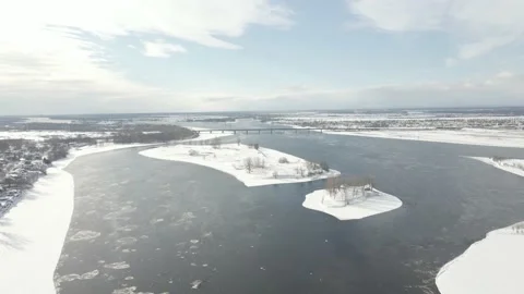 4k - Montreal - winter river - flat color Stock Footage 148958326