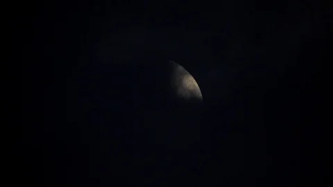 4k Moon in cloudy night sky close up video Stock Footage 92235953