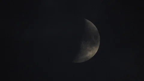 4k Moon in cloudy night sky close up video Stock Footage 93928205