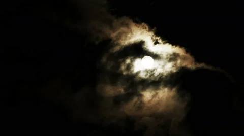4k Moon Nighttime Time Lapse: Clouds passing by subsequently eclipsing the moon Stock-Footage 55163559