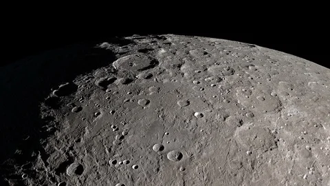 4K - Moon rotation flying close to the l... | Stock Video | Pond5