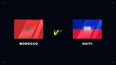 4K Morocco vs Haiti Flags a Major International Soccer Tournament Stock Footage 335688350