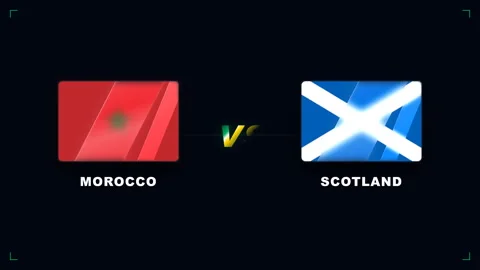 4K Morocco vs Scotland Flags Soccer Game Graphic Stock Footage 335688328