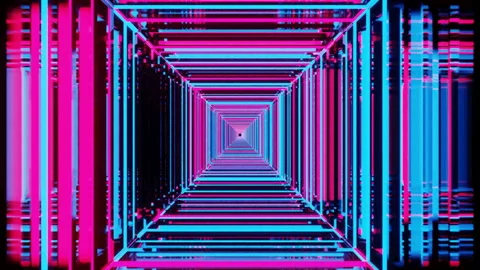 4k Motion abstract digital square colorful neon background. Street Stock Footage 136720802