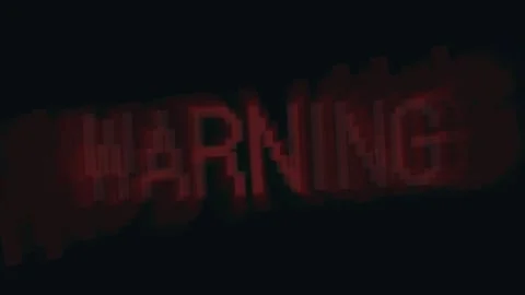 4K motion animation with bold WARNING text on a black background. 스톡 동영상 311259483