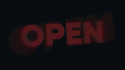 4K motion animation featuring the word OPEN in bold red on a black background. 스톡 동영상 311259455