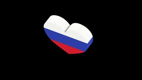 4k motion animation of a heart shaped flag turning around Video stock 314434633