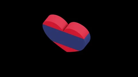 4k motion animation of a heart shaped flag turning around Video stock 314434636