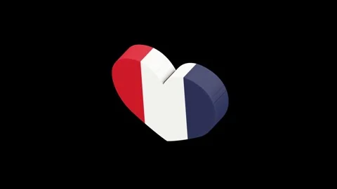 4k motion animation of a heart shaped flag turning around Stock Footage 314434688