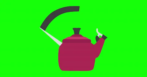 4k motion animation of a kitchen kettle. Flat food items icon isolated on gre Stock Footage 140974000