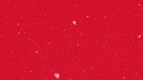4K motion animation snow falling isolated on red background. Snowing footage Stock Illustration
