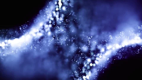 4K Motion background - Beautiful blue particles stray floating diagonal in space Video stock 77604228