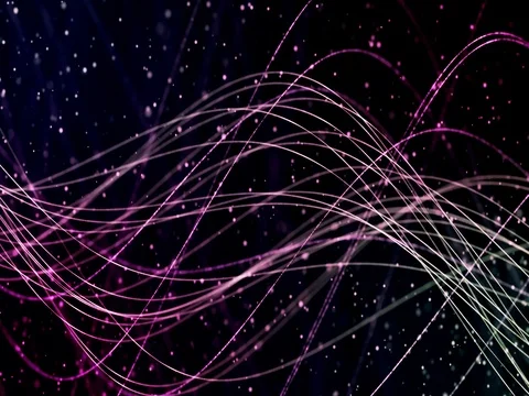 4k motion background - Dark pink with green highlight wavy lines in dark space Stock Footage 77603589