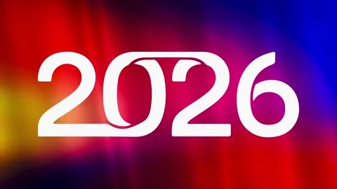 4K Motion Background Dynamic 2026 Year Text on Vibrant Abstract Gradient Stock Footage 321059725