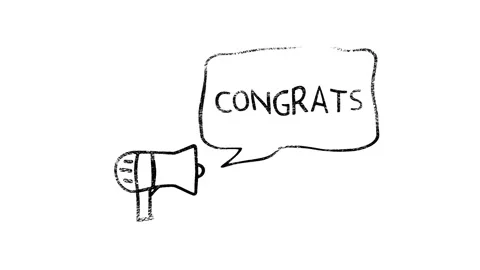 4K Motion Background - lettering CONGRATULATIONS. animated megaphone with speech Stock Footage 153852962