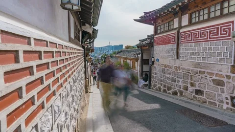 4k motion controlled timelapse of Bukchon Hanok Village in Seoul Stock Footage 119340577