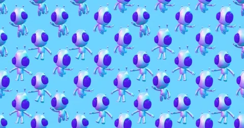 4k motion design. 3d animation seamless pattern. Funny alien in abstract space Stock Footage 162891310