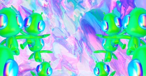 4k motion design. 3d animation seamless pattern. Funny alien in abstract space Stock Footage 162891348