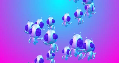 4k motion design. 3d animation seamless pattern. Funny alien in abstract space Stock Footage 162891440