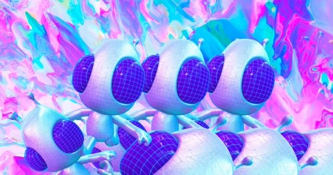 4k motion design. 3d animation seamless pattern. Funny alien in abstract space Stock Footage 162891445