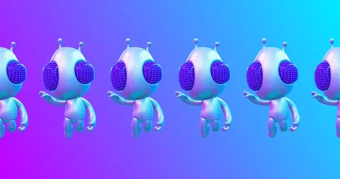 4k motion design. 3d animation seamless pattern. Funny alien in abstract space Stock Footage 162891458