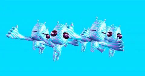 4k motion design. 3d animation seamless pattern. Funny alien in abstract space Stock Footage 162891517