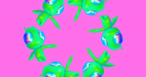 4k motion design. 3d animation seamless pattern. Funny alien in abstract space Stock Footage 162891576