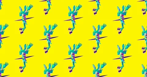 4k motion design. 3d animation seamless pattern. Fashion character Bunny Video Video stock 163234261