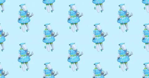 4k motion design. 3d animation seamless pattern. Funny cute Lamb character. Stock Footage 163234273