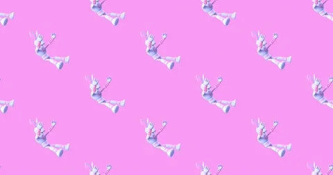 4k motion design. 3d animation seamless pattern. Fashion character Bunny Video Stock Footage 163234281
