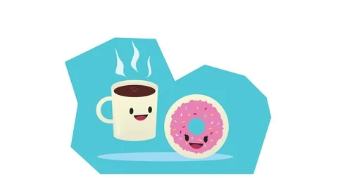 4K Motion Design. Cup of coffee and donut. Stock Footage 126600734