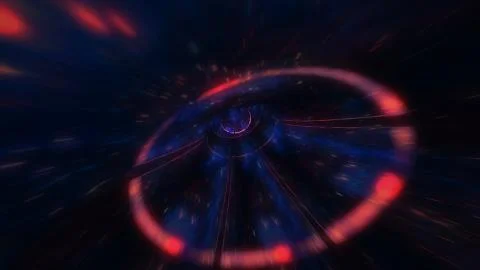 4K motion design. flight through the lighting space tunnel. Wormhole Stock Illustration