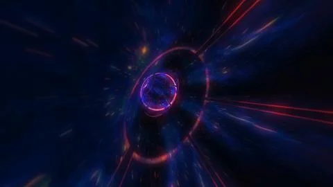 4K motion design. flight through the lighting space tunnel. Wormhole Stock Illustration