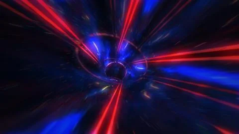 4K motion design. flight through the lighting space tunnel. Wormhole Stock Illustration