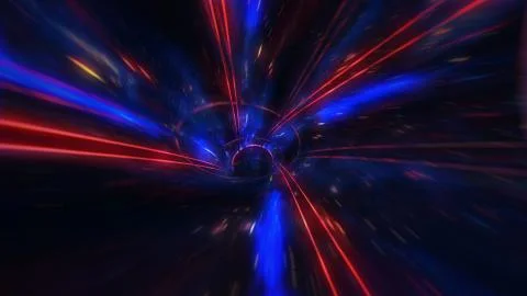 4K motion design. flight through the lighting space tunnel. Wormhole イラスト素材